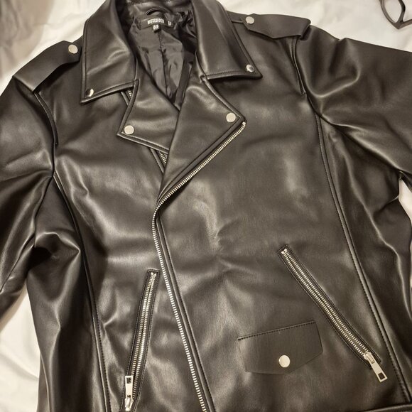 Missguided UK Size 12 Black Aviator Zippered Biker Faux Jacket New - Picture 6 of 13